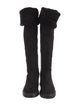 Stuart Weitzman Suede Faux Fur Trim Rain Boots