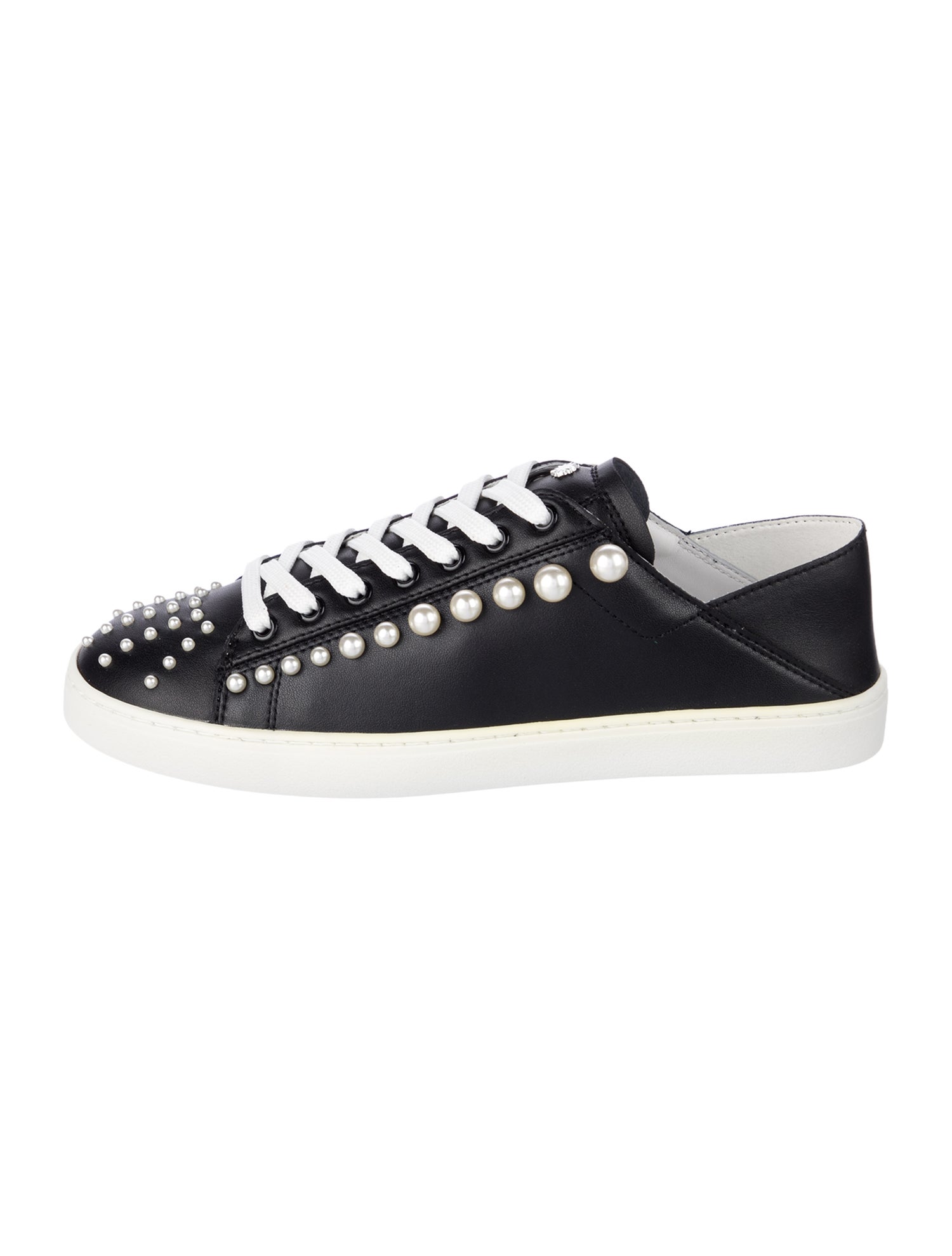 Stuart Weitzman Leather Beaded Accents Sneakers