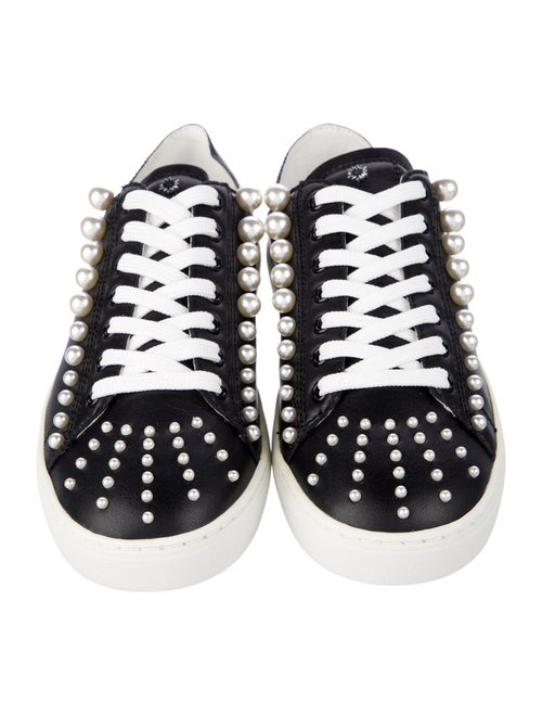 Stuart Weitzman Leather Beaded Accents Sneakers
