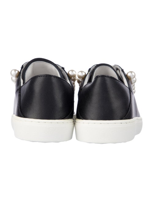 Stuart Weitzman Leather Beaded Accents Sneakers