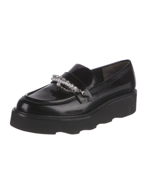 Stuart Weitzman Patent Leather Chain-Link Accents Loafers