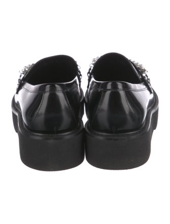 Stuart Weitzman Patent Leather Chain-Link Accents Loafers