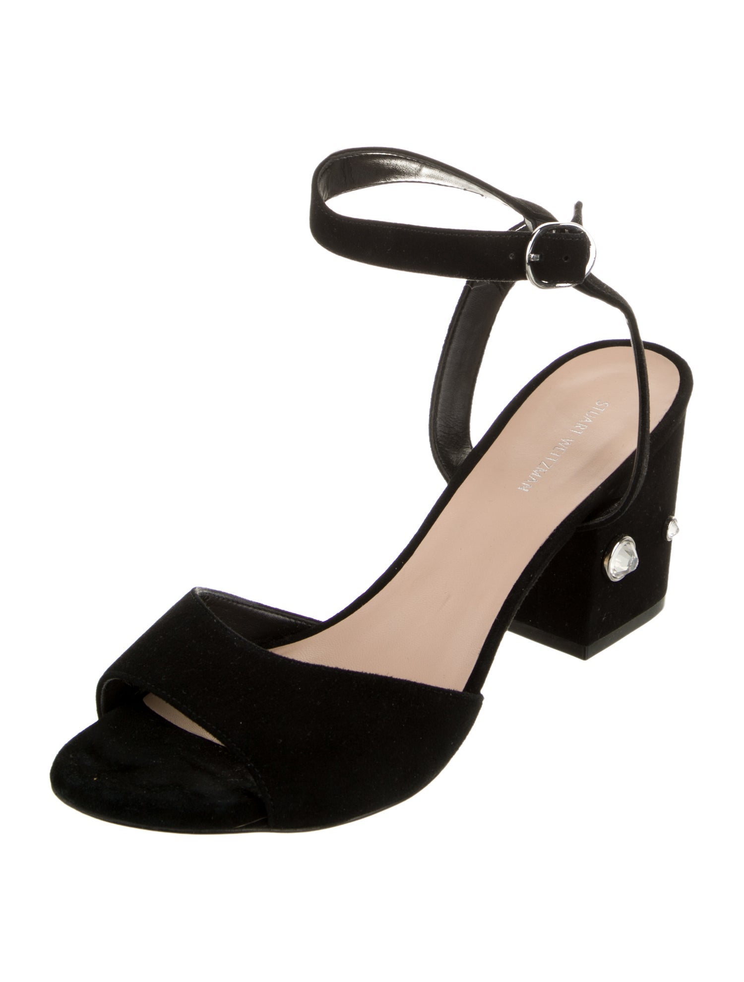 Stuart Weitzman Suede Studded Accents Sandals