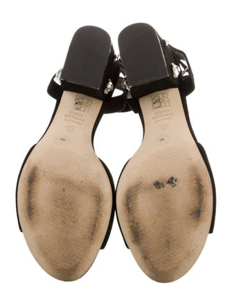 Stuart Weitzman Suede Studded Accents Sandals