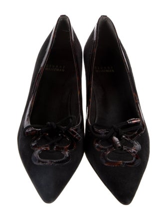 Stuart Weitzman Suede Bow Accents Pumps