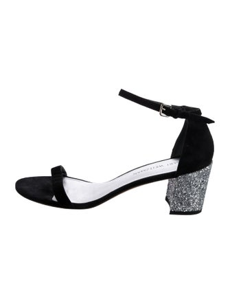 Stuart Weitzman Suede Glitter Accents Sandals