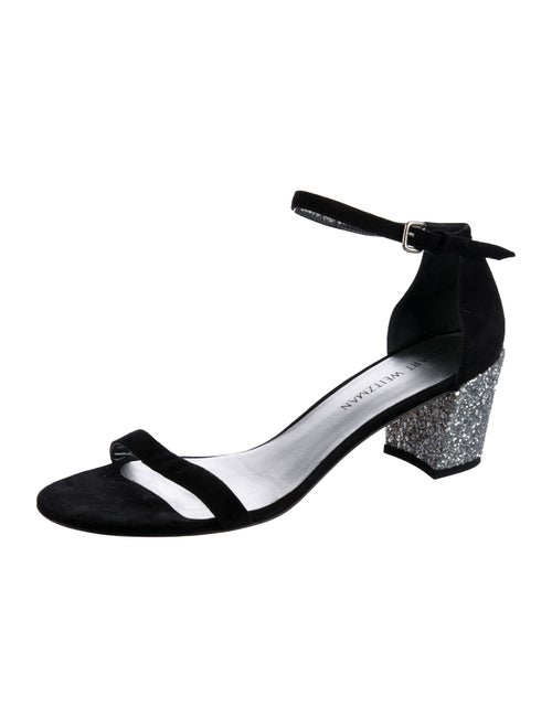 Stuart Weitzman Suede Glitter Accents Sandals