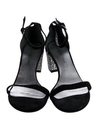 Stuart Weitzman Suede Glitter Accents Sandals