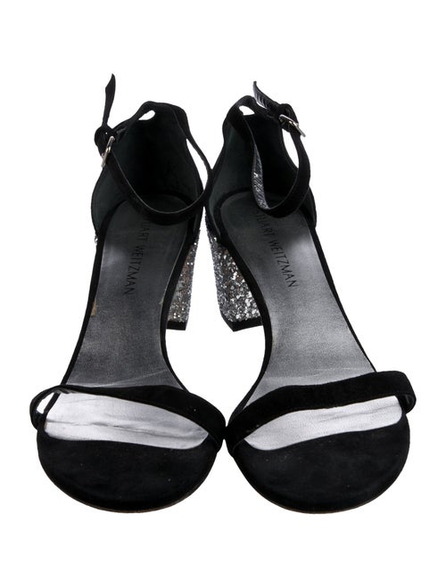 Stuart Weitzman Suede Glitter Accents Sandals
