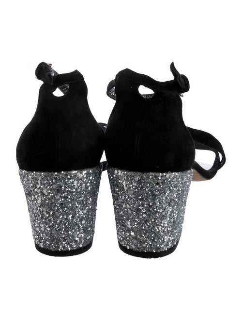 Stuart Weitzman Suede Glitter Accents Sandals