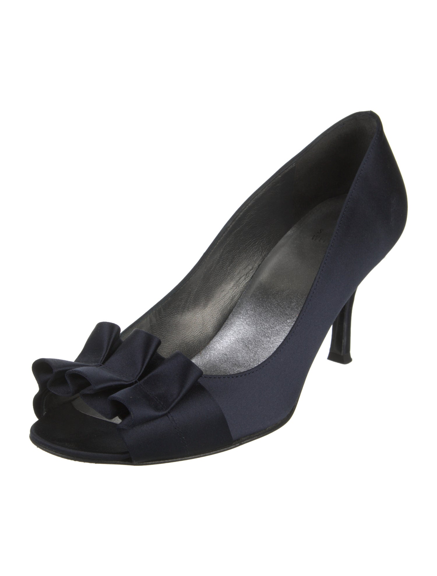 Stuart Weitzman Satin Pleated Accents Pumps