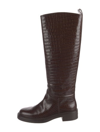 Stuart Weitzman Embossed Leather Riding Boots