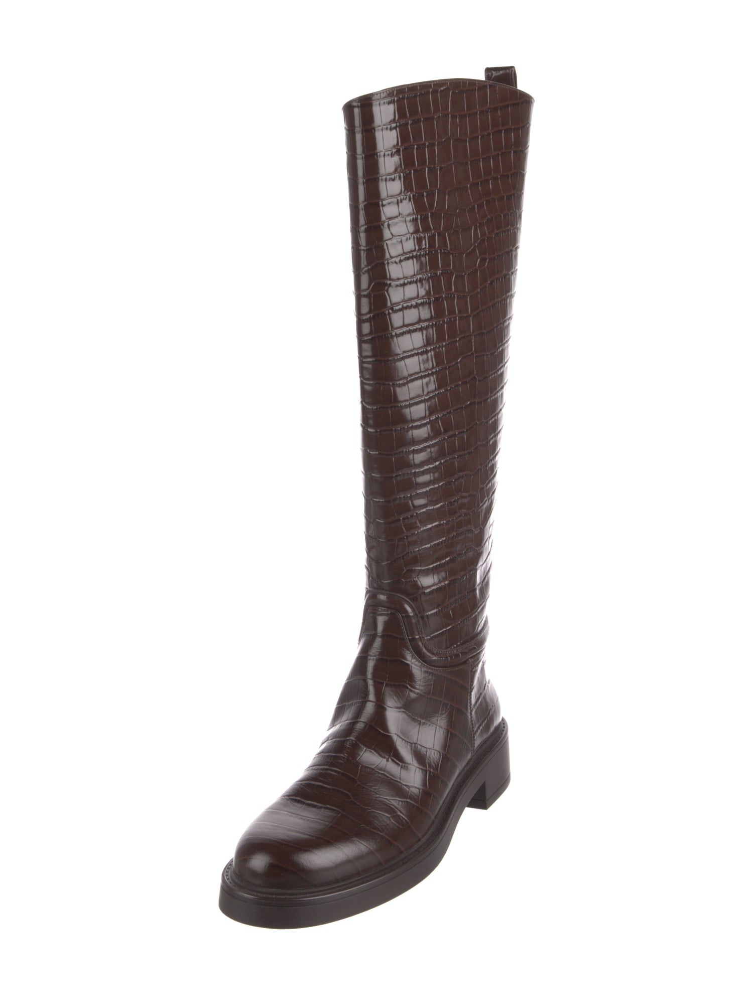 Stuart Weitzman Embossed Leather Riding Boots