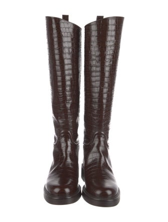 Stuart Weitzman Embossed Leather Riding Boots