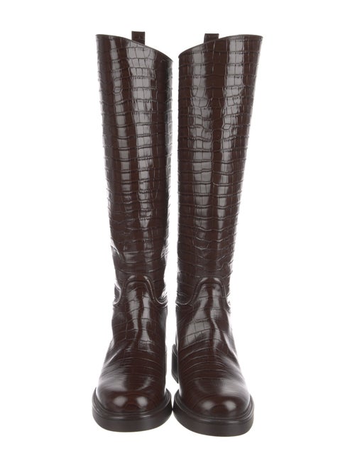 Stuart Weitzman Embossed Leather Riding Boots