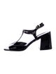 Stuart Weitzman Patent Leather T-Strap Sandals