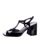 Stuart Weitzman Patent Leather T-Strap Sandals