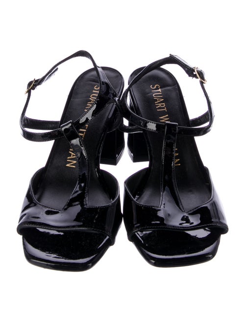 Stuart Weitzman Patent Leather T-Strap Sandals