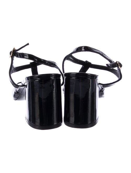 Stuart Weitzman Patent Leather T-Strap Sandals