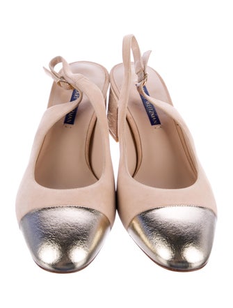 Stuart Weitzman Suede Colorblock Pattern Slingback Pumps