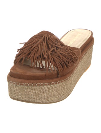 Stuart Weitzman Suede Colorblock Pattern Espadrilles
