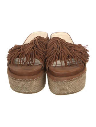 Stuart Weitzman Suede Colorblock Pattern Espadrilles