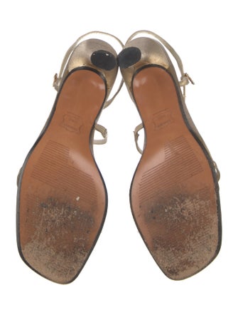 Stuart Weitzman Leather Crystal Embellishments Slingback Sandals