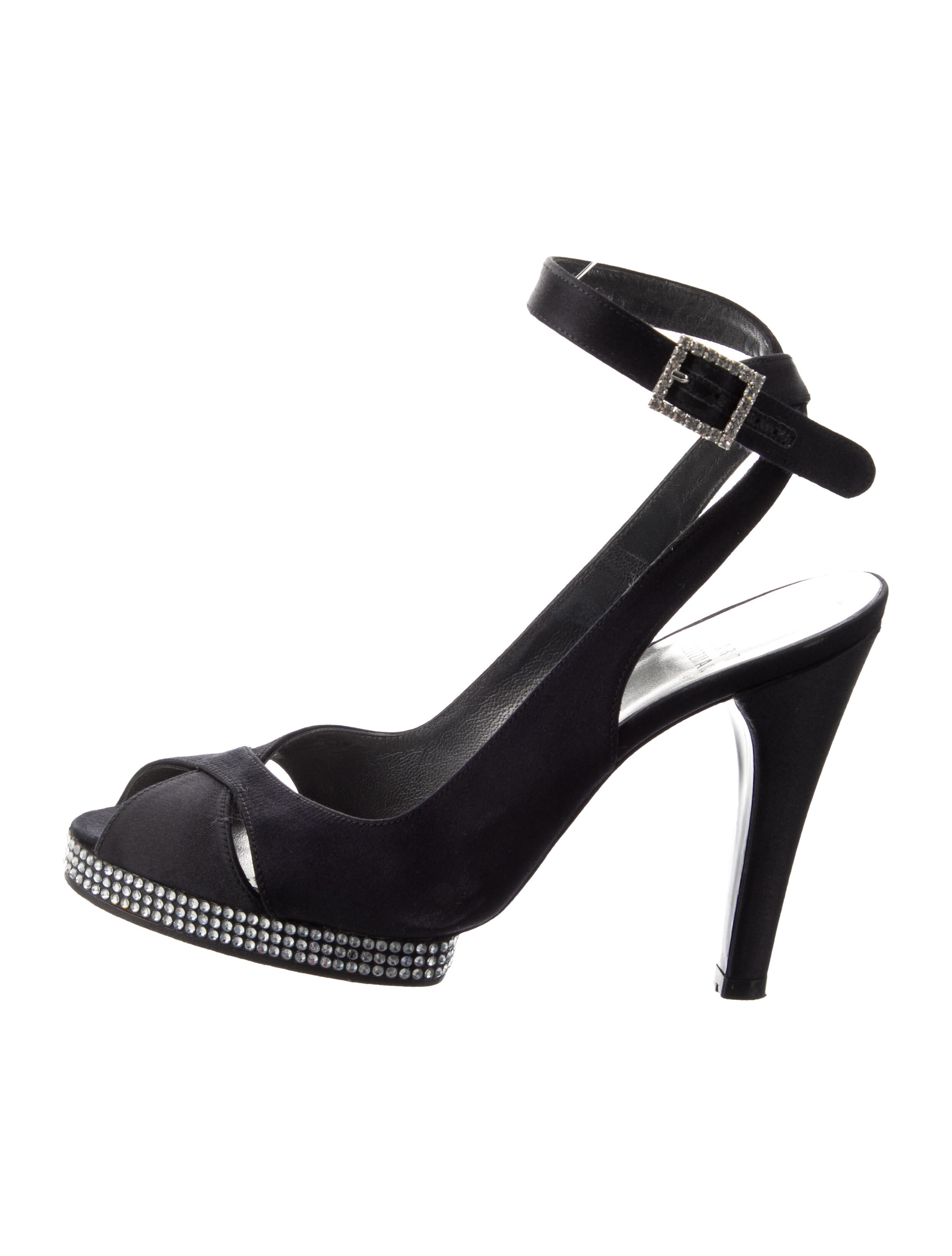 Stuart Weitzman Satin Glitter Accents Slingback Pumps