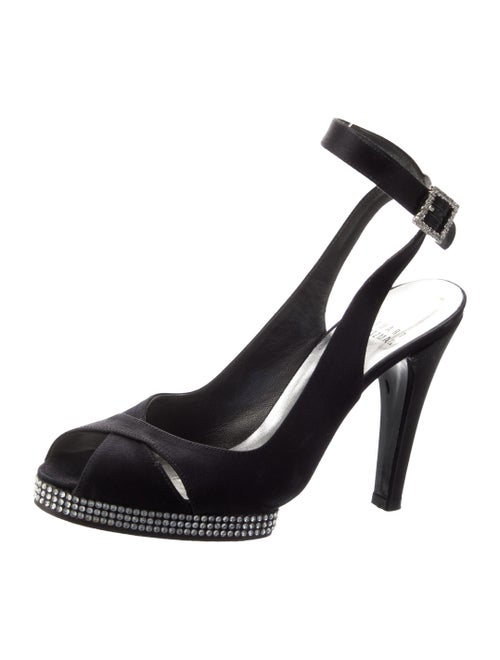 Stuart Weitzman Satin Glitter Accents Slingback Pumps