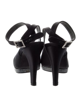 Stuart Weitzman Satin Glitter Accents Slingback Pumps