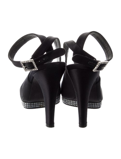 Stuart Weitzman Satin Glitter Accents Slingback Pumps