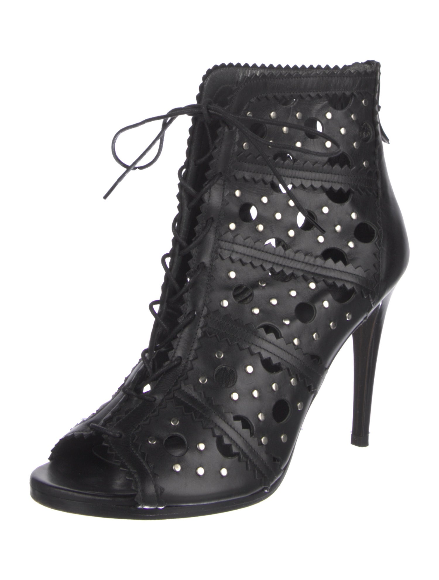 Stuart Weitzman Leather Lasercut Accents Gladiator Sandals