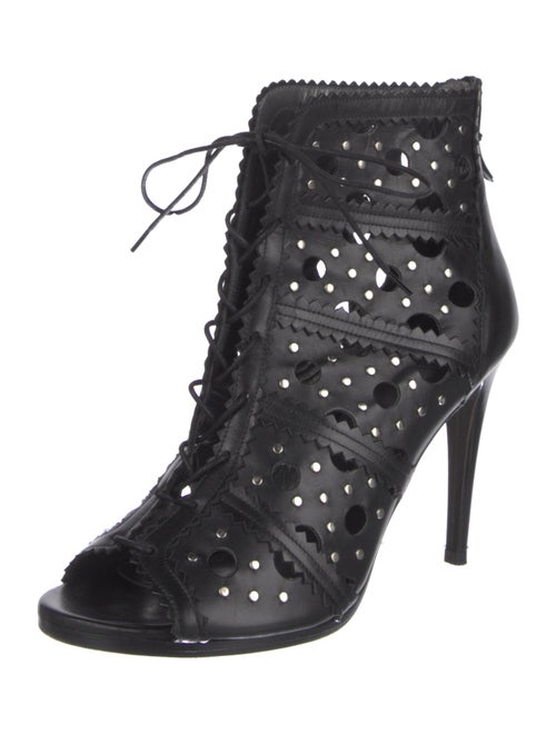 Stuart Weitzman Leather Lasercut Accents Gladiator Sandals