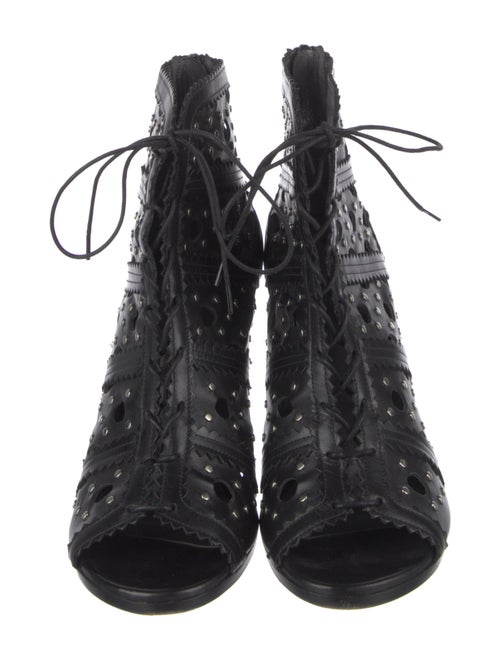 Stuart Weitzman Leather Lasercut Accents Gladiator Sandals