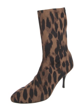 Stuart Weitzman Neoprene Animal Print Sock Boots