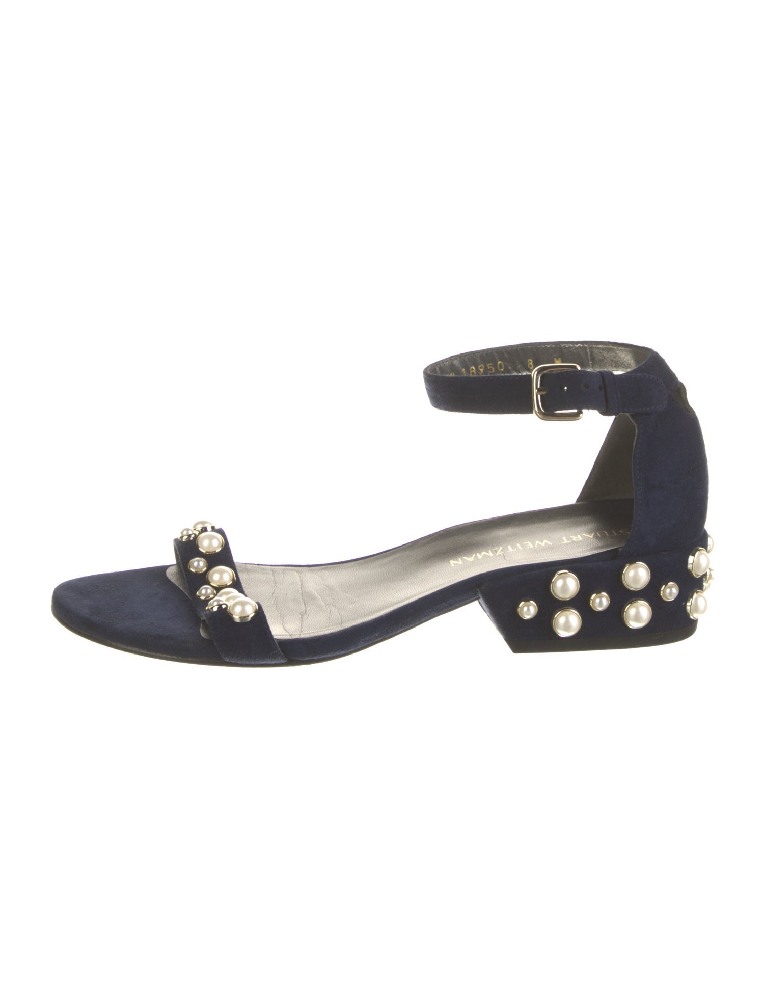 Stuart Weitzman Suede Studded Accents Sandals