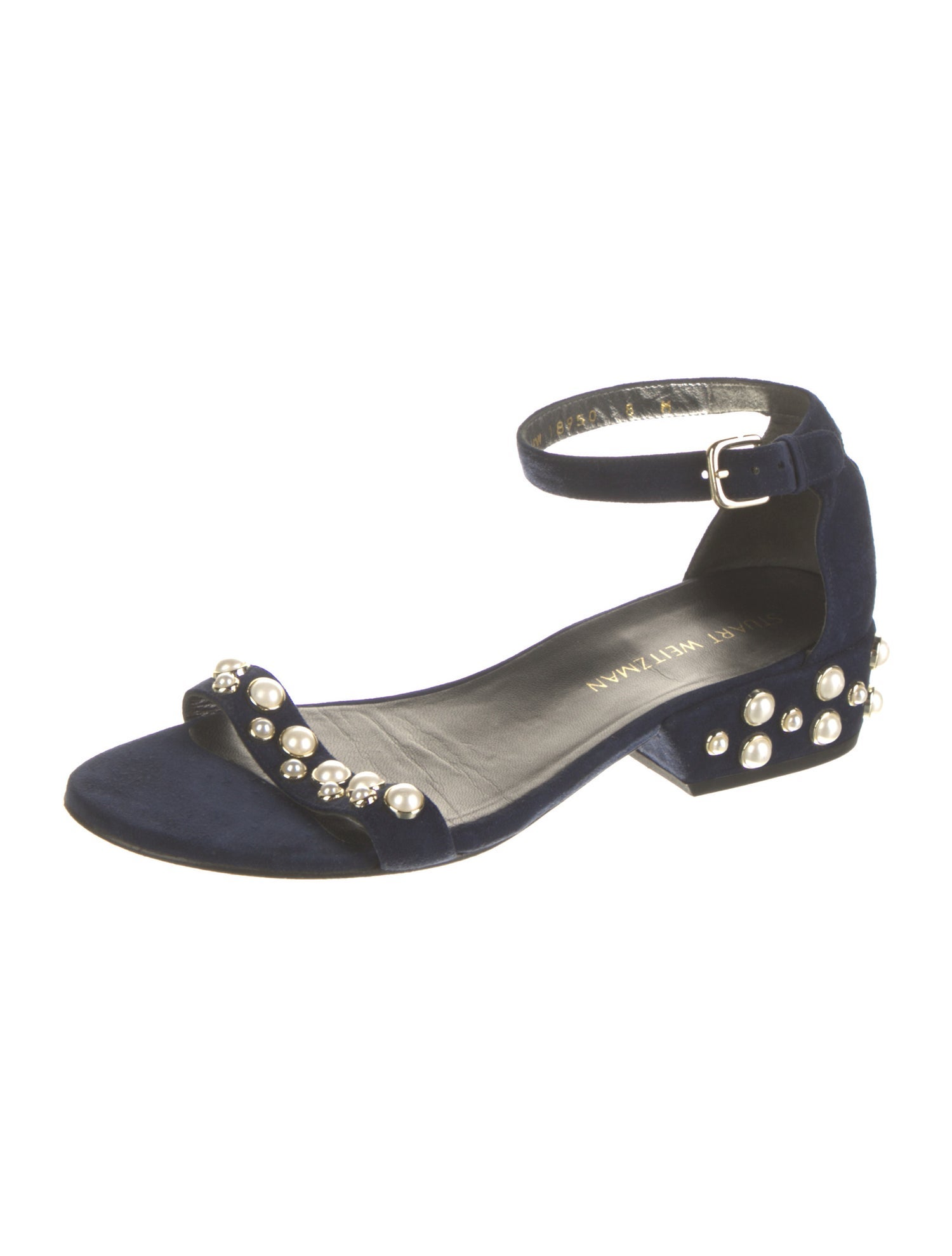 Stuart Weitzman Suede Studded Accents Sandals