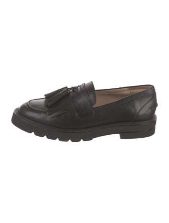 Stuart Weitzman Leather Tassel Accents Loafers