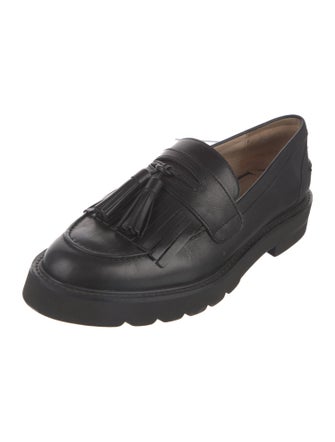 Stuart Weitzman Leather Tassel Accents Loafers