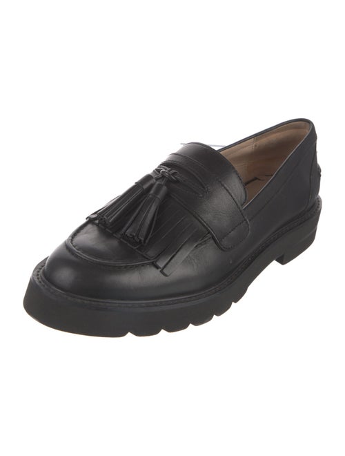 Stuart Weitzman Leather Tassel Accents Loafers