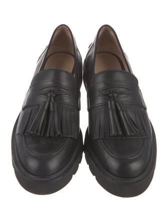 Stuart Weitzman Leather Tassel Accents Loafers