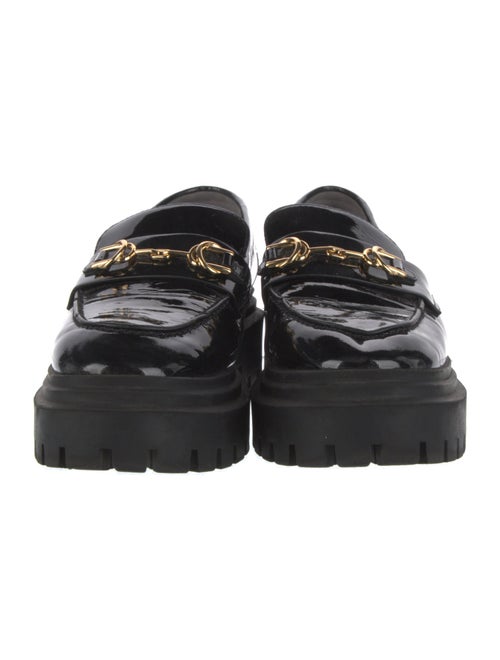 Stuart Weitzman Patent Leather Chain-Link Accents Loafers