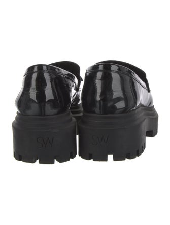 Stuart Weitzman Patent Leather Chain-Link Accents Loafers