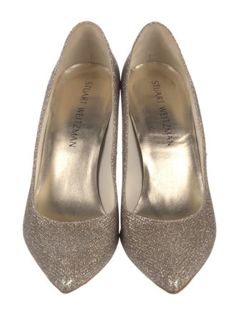 Stuart Weitzman Leather Glitter Accents Pumps