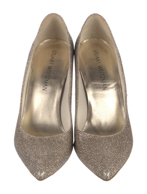 Stuart Weitzman Leather Glitter Accents Pumps