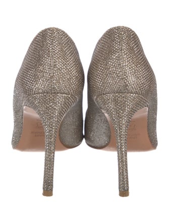 Stuart Weitzman Leather Glitter Accents Pumps