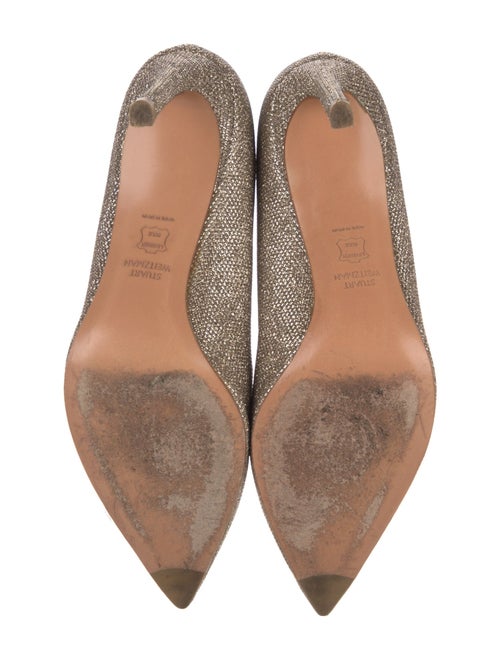 Stuart Weitzman Leather Glitter Accents Pumps