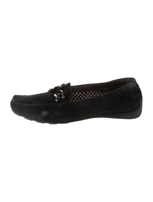 Stuart Weitzman Suede Chain-Link Accents Loafers