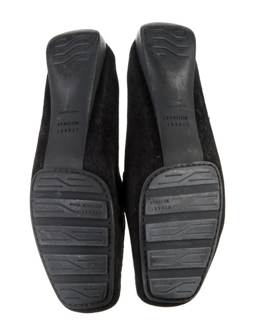 Stuart Weitzman Suede Chain-Link Accents Loafers