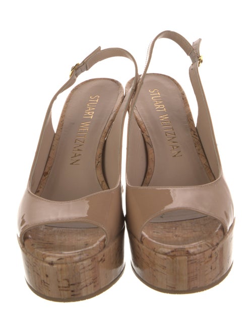 Stuart Weitzman Patent Leather Cutout Accent Slingback Sandals